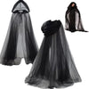 Elegante schwarze Braut-Hexenfliege in verschiedenen drapierten Formen.