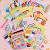 A colorful set of handmade cartoon mini bean die cut stickers featuring various designs and patterns.