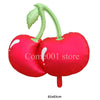 Red heart shaped foil balloon with green leaves and a pink heart shaped foil balloon