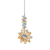 Pendentif de soleil en cristal de tournesol avec des perles de gemmes claires et irisées.