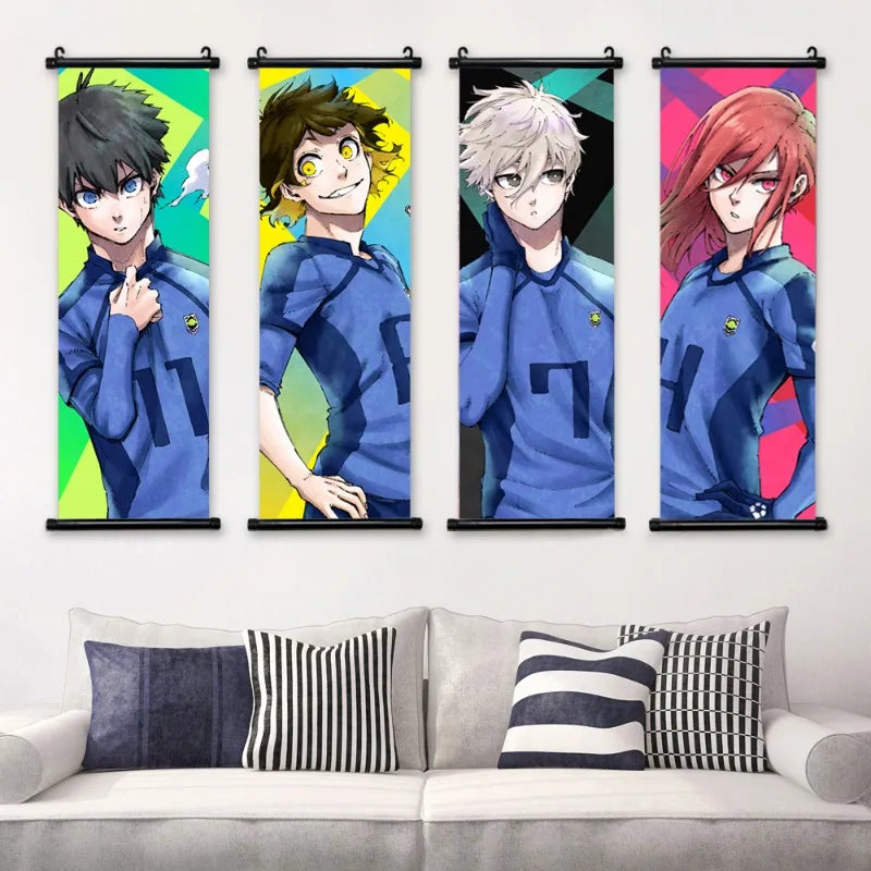 Three canvas wall art posters featuring Isagi Yoichi and Chigiri Hyoma from Blue Lock anime.