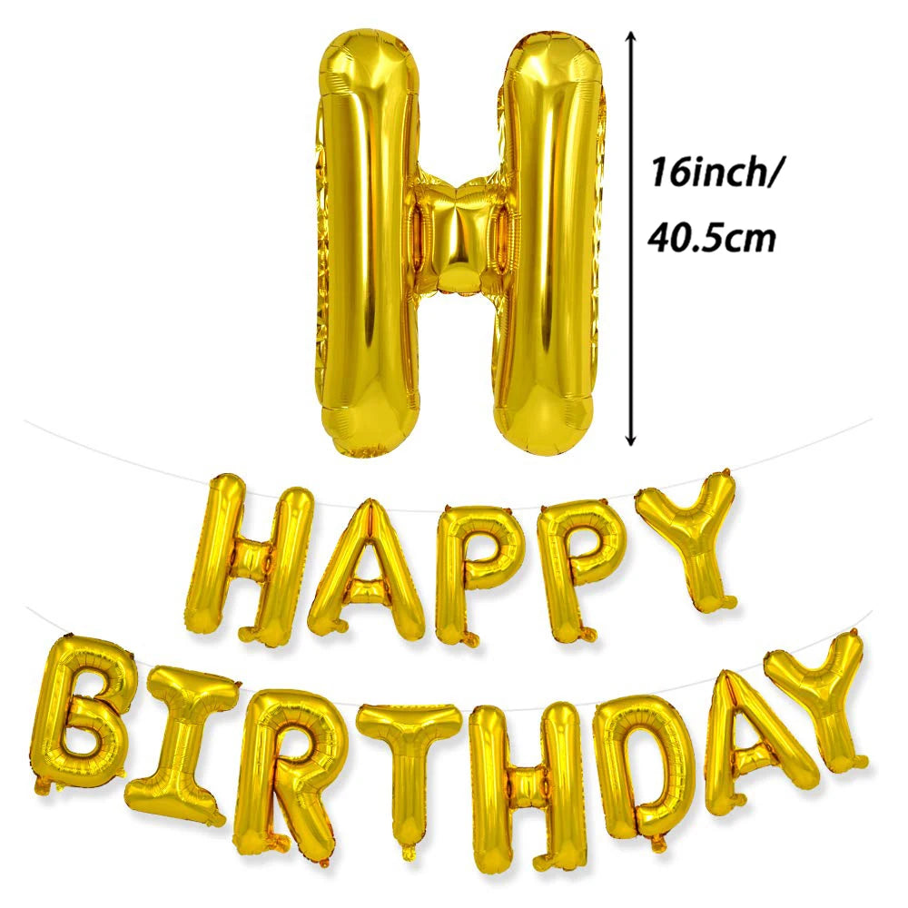 A set of one 16-inch gold foil balloon shaped like the letter H for a happy birthday celebration.