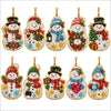 A set of Christmas diamond art ornaments featuring Santa, snowman, and reindeer pendants.