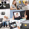 Álbum de fotos con recuerdos, incluyendo un retrato familiar y un paisaje, con elementos decorativos.