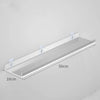 A white clear acrylic floating shelf with wall mounts shown in a profile view.