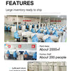 Factory setting showing workers handling and packaging large quantities of eyelash clusters for shipping.