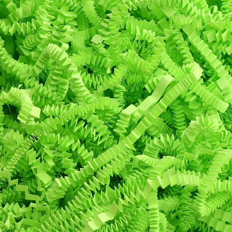 Bright lime green crinkle paper shred filler for Halloween treat bags and décor