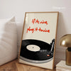 A framed canvas art print featuring a black vinyl record on a beige background with the text If its nice play it twice