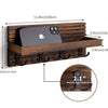 A rustic wooden key holder organizer featuring slots for holding keys and a phone.