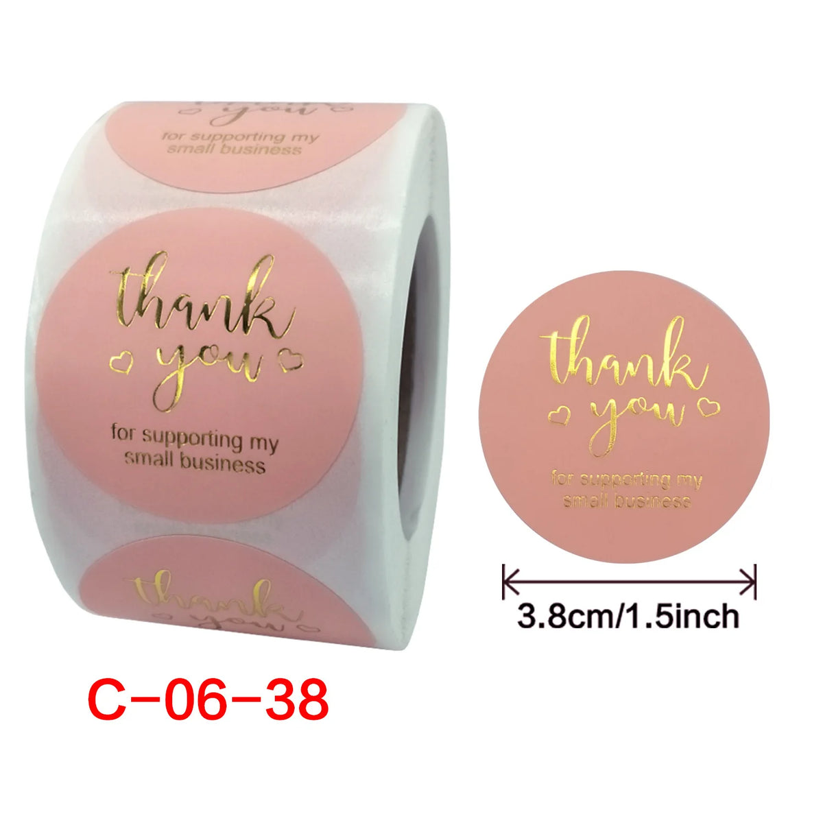 Roll of gold foil thank you sealing stickers for supporting a small business