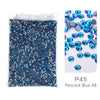 P45 Peacock Blue AB hotfix glass rhinestones mixed sizes