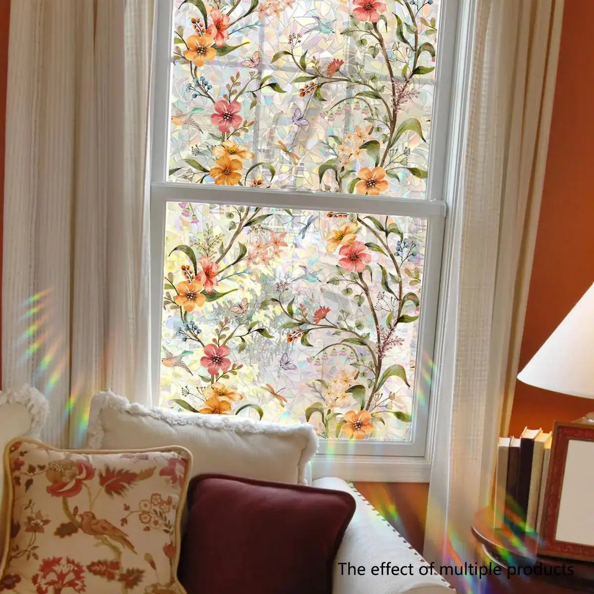 3D Stained Glass Privacy Window Film – Static Cling, Removable, UV & Heat Control