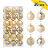 A set of 36 festive Christmas baubles in gold and silver finishes for holiday decor.