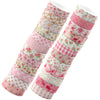 A set of 12 rolls of retro floral washi tape in pink and green patterns for crafting and journaling.