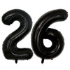 A set of two giant black foil balloons shaped like the number 26