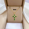 Gold Stainless Steel Crystal Cross Pendant Necklace