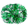 A sphere of vivid green and silver crinkled foil pom poms.