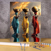 A paint by numbers kit featuring a portrait of an African woman in vibrant colors.
