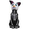 A resin figurine set depicting a dog and cat face with vibrant colors and skeletal features.