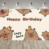 Cute Capybara Cartoon Birthday Party Backdrop