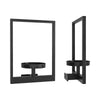 Black metal wall planter frame with a circular tray and vertical support for succulents