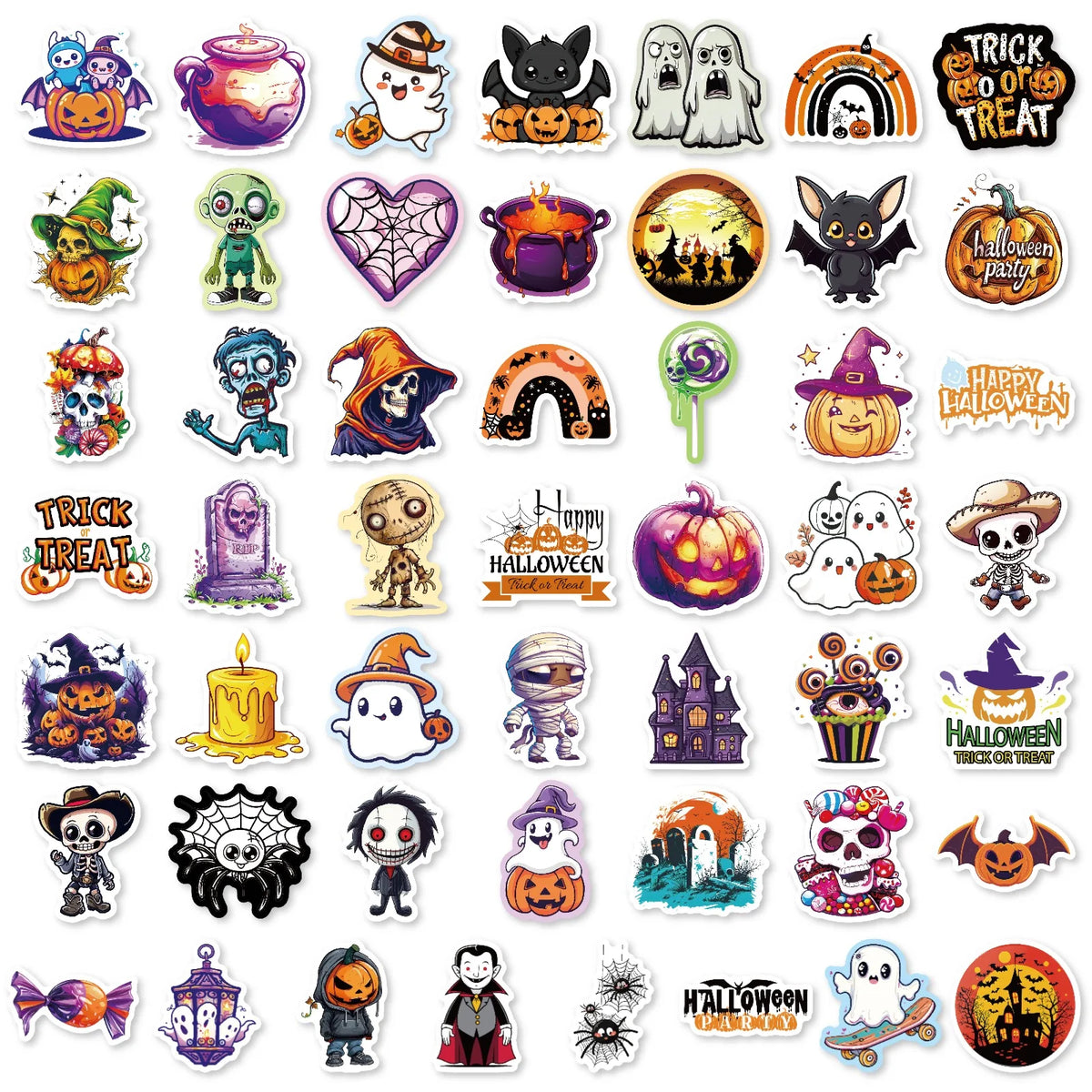 Halloween Sticker Pack – 50 Waterproof Die-Cut Decals