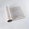 Roll of 3D wood grain self-adhesive wallpaper featuring light beige and black stripes.