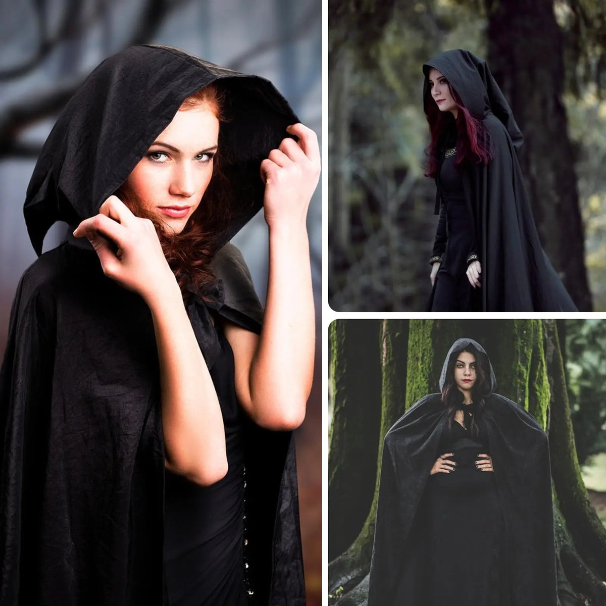 Black Wizard Cloak Costume Cape for Cosplay and Halloween