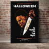 Poster for Halloween featuring Michael Myers with the text 40 Years in Captivity He Waited For This Night! In Theaters Octobe