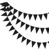 A string of red triangle bunting flags hanging in a curved line.