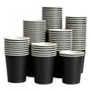 A stack of black and white striped disposable paper cups.