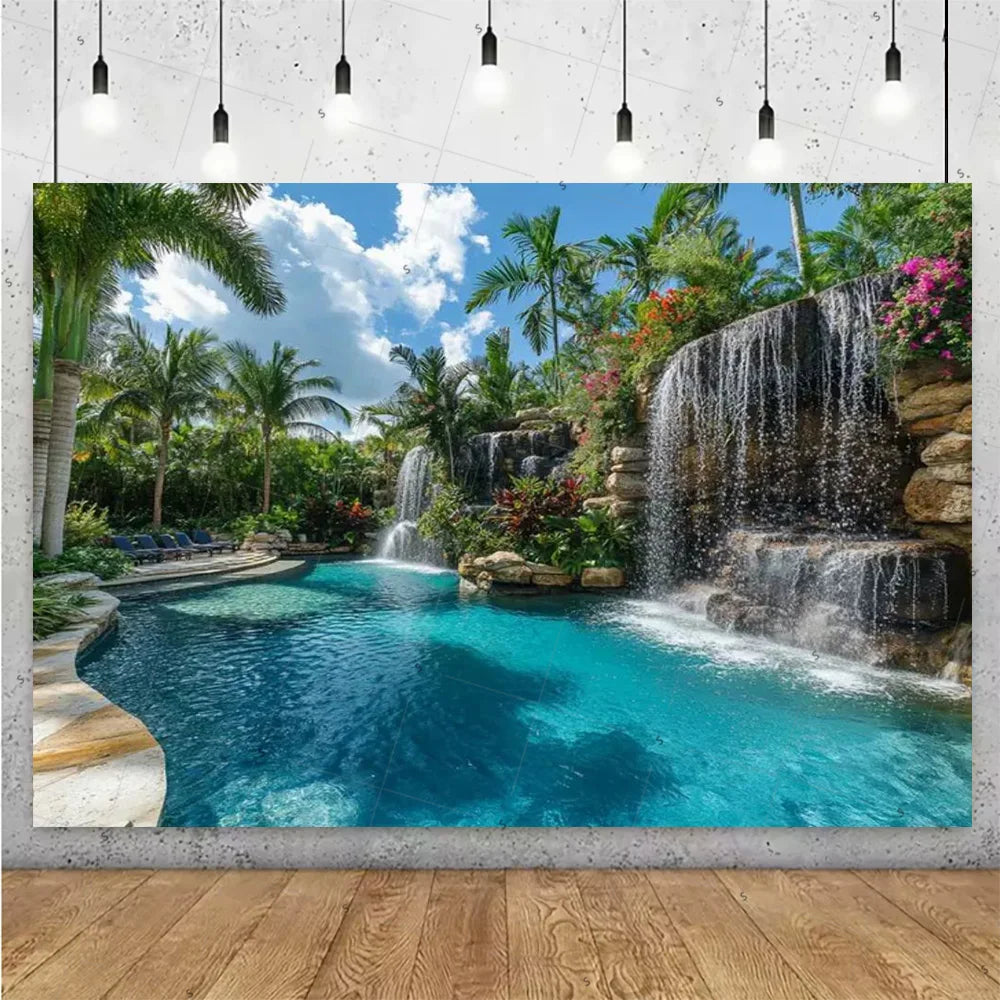 Forest Waterfall Wonderland Photography Backdrop