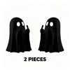 A pair of black glow-in-the-dark ghost figurines with playful poses.