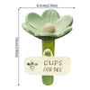 A green flower with a central sphere is mounted on a stick, labeled CUPS FOR BEE.
