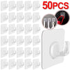 50 pieces of transparent heavy-duty self-adhesive hooks for various uses