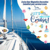 Decorations for a carnival cruise featuring marine life and nautical themes