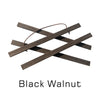 A magnetic wooden poster hanger with a teak finish, featuring an 'X' shaped design.