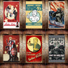 A collage of vintage and modern graphics featuring Nuka Cola branding, including a superhero, a muscular figure, and patrioti