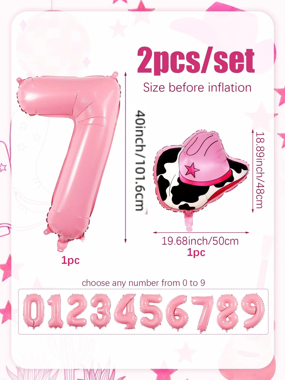 40-Inch Cowboy Cow Number Foil Balloon Set