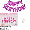 A set of 13 pink foil letter birthday balloons arranged in a decorative arc.