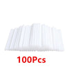 A pack of 100 white lollipop sticks for candy making arranged in a row.