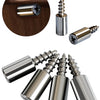 A collection of heavy-duty metal shelf support pegs with screws shown in various forms and angles.