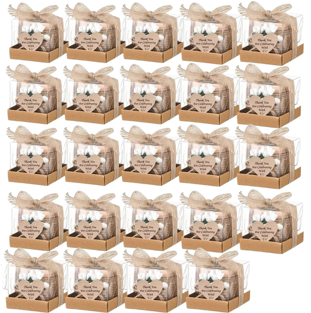 Wooden Tealight Candle Holders with Heart-Shaped Tags — Wedding & Baby Shower Favors