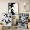 A collection of Jujutsu Kaisen anime posters featuring characters like Yuji Itadori and Megumi Fushiguro displayed on a light