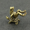 Antique Brass Frog and Turtle Figurine Set