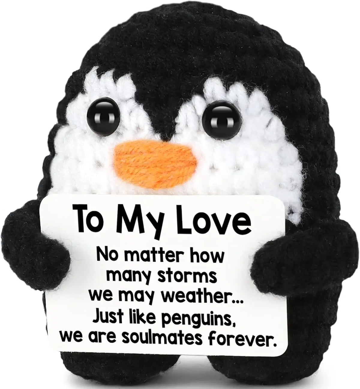 Handmade Crochet Emotional Support Animal Doll with Heartfelt Card