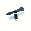 A black portable USB-C mini fan with soft blades shown against a white background.