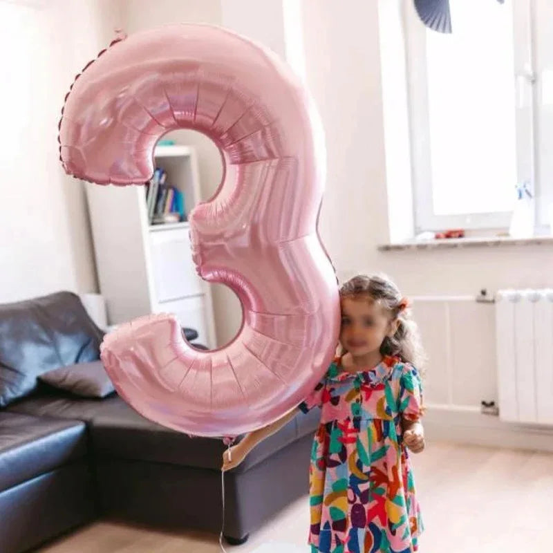 Pastel Pink Foil Number Balloons (0-9) for Birthday Party Decorations