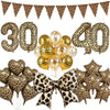 A set of leopard print foil balloons and pennants for party decorations
