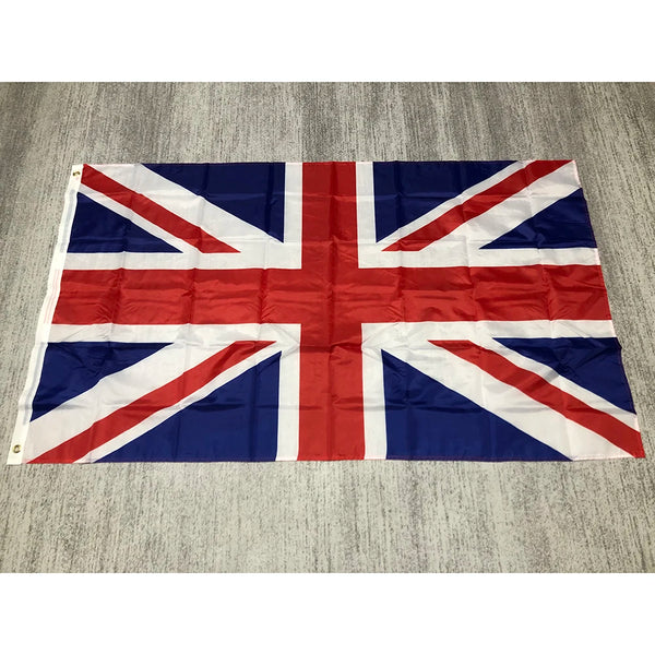 Una bandera nacional del Reino Unido doblada mostrando el diseño Union Jack.